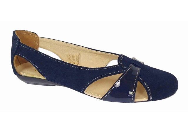 Balerini dama casual din piele naturala bleumarin inchis - ZENALBL